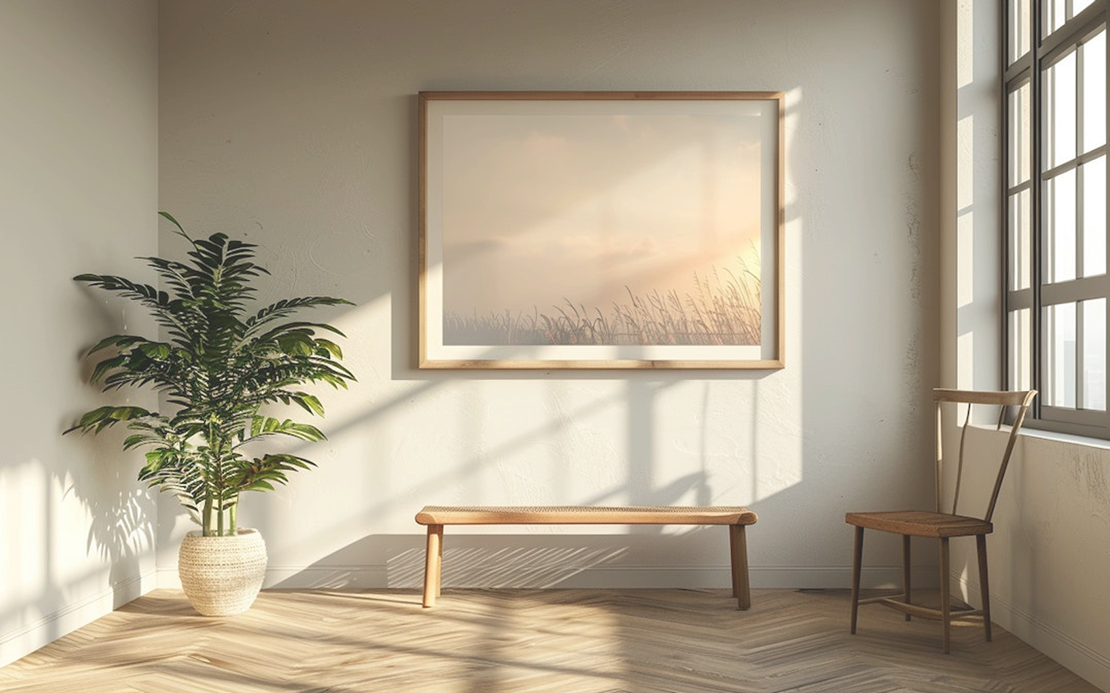 Serene Modern Interior with Nature Accents 1 Serene Modern Interior with Nature Accents 1